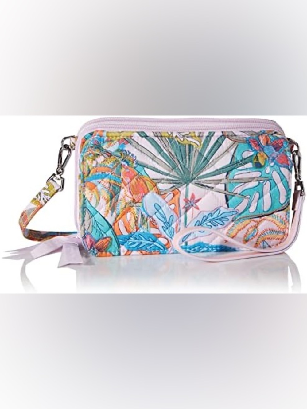 Vera Bradley Quilted Wristlet Wallet Crossbody - Rain Forest Canopy - RFID